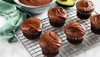 Glazed Chocolate-Avocado Cupcakes